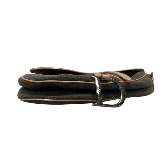 Auth DIOR/ChristianDior Saddle Bag Black Pink Denim Patent Leather Handbag - Picture 3 of 16